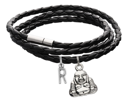 Pulsera Buda Gordo Brazalete Dije Budismo Letra Inicial Moda