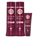 Kit Quina Rosa Shampoo Condicionador Leave 300ml Haskell