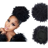 Aplique Coque De Cabelo Orgânico Cacheado Afro Puff Cor Preto