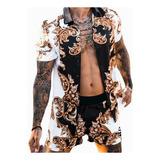 Conjunto De Camisa De Manga Corta Con Estampado Hawaiano Laz