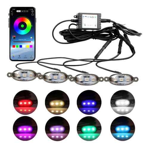 X4 Luz Led Estilo Raptor Bluetooth Ahumada Rgb App Parrilla