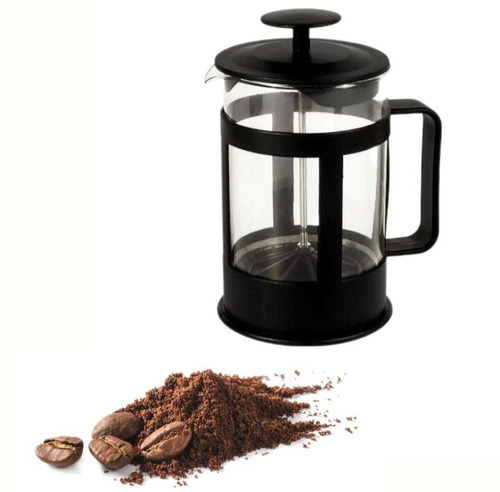 Cafetera A Presión Émbolo 600ml Jarra Vidrio Tego Color Negro