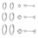 Piercing Acero Inoxidable Broquel Cristal Tragus Helix Lobul