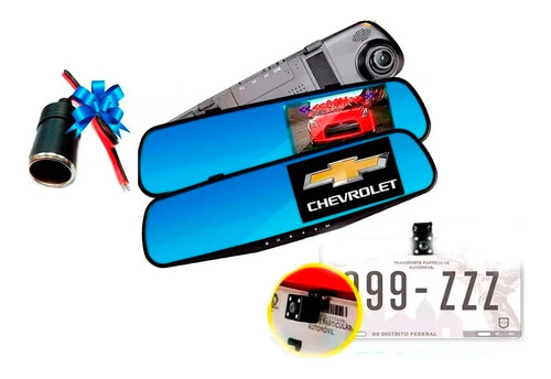 Espejo Retrovisor Dvr Pantalla 4.3, 2camaras, Logo Chevrolet