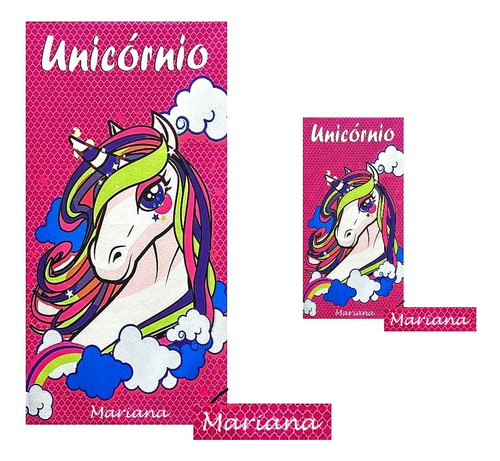 Kit Toalha De Banho Unicornio + Rosto Personalizada