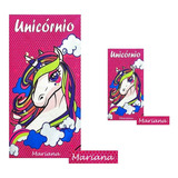 Kit Toalha De Banho Unicornio + Rosto Personalizada