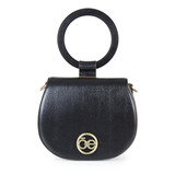 Bolsa Crossbody Para Mujer Cloe Maneral Circular Color Negro