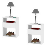 Mesa De Luz Con 1 Cajón Nuevo Modelo Minimalista Set X 2