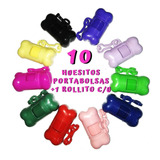 10 Huesos Porta Bolsas Para Perros Colores + Repuesto