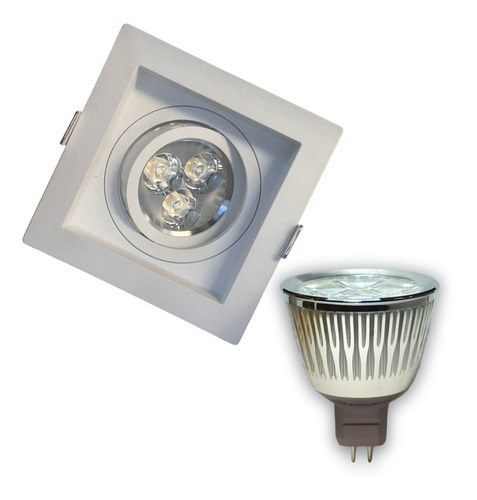 Lâmpada Led Mr16 Quente 2700k, 4w C/ Spot Embutir Recuado