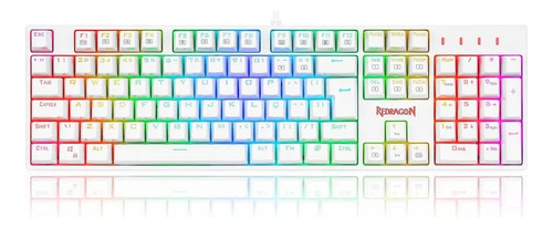 Teclado Gamer Redragon Surara Pro Rgb Branco K582w Pt-brown