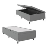 Cama Box Com Baú Solteiro Com 41cm De Altura Prince Cinza