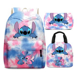 3pcs Stitch Mochila Escolar Lonchera Lápices Bolsa 