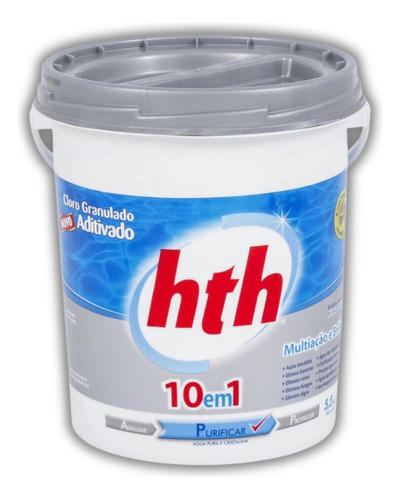 Cloro Para Piscina Hth Granulado 10 Em 1 Balde 5,5 Kg