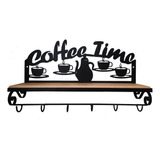 Prateleira Ferro Madeira Rústica Coffee Time Estante Vintage Cor Preto