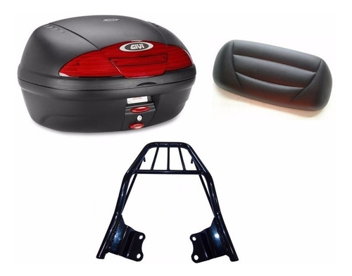 Kit Baú Givi E450 45l C/ Encosto E Suporte Fazer Factor 150