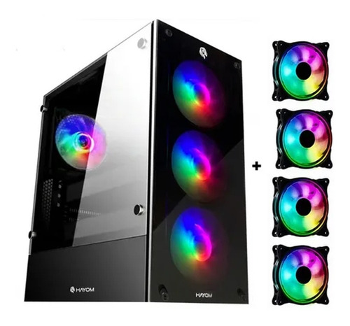 Gabinete Gamer Rgb 1749 Lateral E Frontal Em Vidro C/ 4 Fans