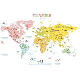 Decowall Dlt-1616n Colorido Mapa Del Mundo Pared De Los Niño