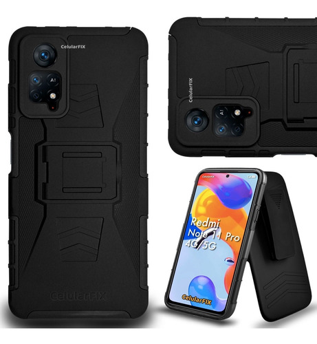 Funda Protector P/ Redmi Note 11 Pro 4g/5g Uso Rudo Con Clip