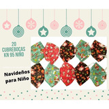 20 Cubrebocas Kn95 Para Niño Navideños Mixtos