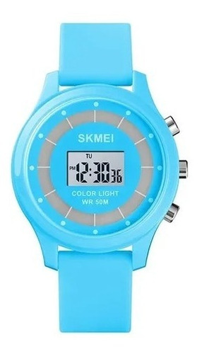 Reloj Digital Skmei Led 1596 Con Pantalla Celeste