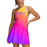 Vestido Beach Tennis C/ Shorts Degrade Amarelo Rosa Verao