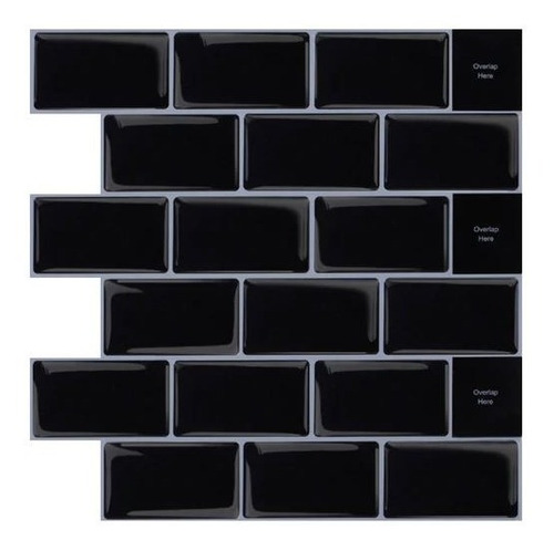 Mosaiko Autoadhesivo 3d Brick Negro 30x30 Cm