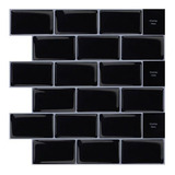 Mosaiko Autoadhesivo 3d Brick Negro 30x30 Cm