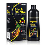  Shampoo Tinte Negro Para Cubrir Canas 3 En 1, 100% Cobertur