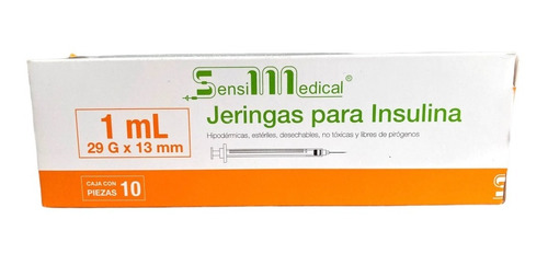 10 Jeringas Para Insulina Con Aguja Removible 29g X 13mm