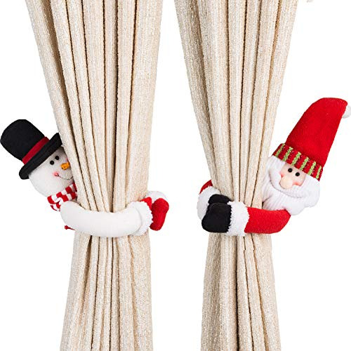 Ogrmar 2 Pack Navidad Cortina Hebilla Muñeca Santa Y Muñec