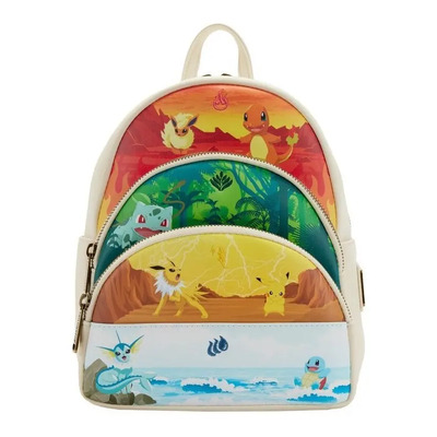 Mini Mochila Anime Pokemon Eevee Pikachu Charmander Bulbasaur Squirtle Nintendo Original Loungefly Blanco