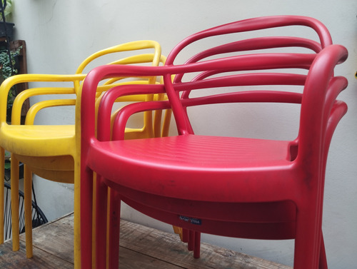 Conjunto 6 Cadeiras Sissi Vermelhas E Amarelas