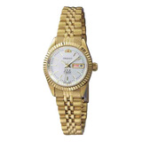 Relógio Orient Dourado Feminino 559eb1nh B1kx Fundo Champagne