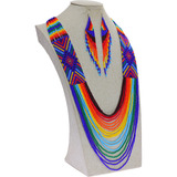 Collar Multicolor Arte Huichol Con Aretes Para Mujer 