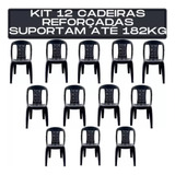 Kit 12 Cadeiras Plástica Preta Bistrô P/até 182kg Resistente