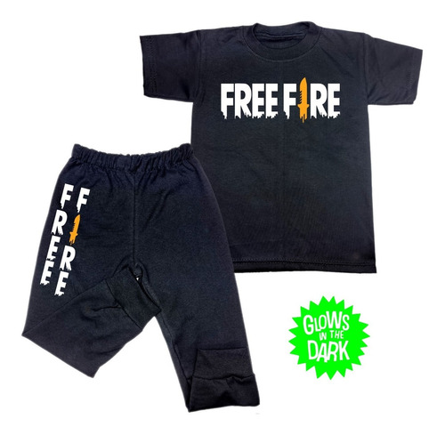 Pijama Fresca  Free Fire Para Niño Brilla Oscuridad 
