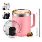 Taza Para Café - Doble Capa Antiderrame Multifuncional 14oz Color Rosa Yeti