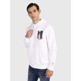 Sudadera De Felpa Flexible Hombre Tommy Hilfiger Blanco