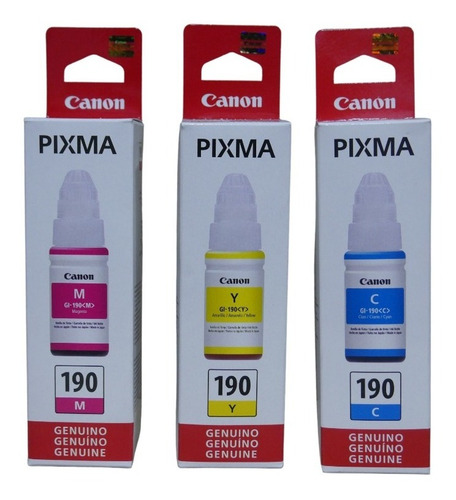 3 Tintas Color Original Canon Gi-190 G4102 G4110 G4111 G3100