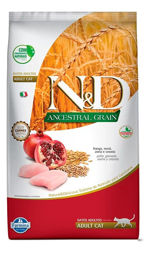 Alimento Natural & Delicious Ancestral Grain Castrados Para Gato Adulto Sabor Frango E Romã Em Sacola De 1.5kg