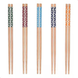 5 Pares Hashi Para Sushi Bambu Decorado