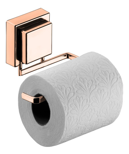 Papeleira Papel Higiênico Fixação Ventosa Rose Gold - Future Cor Rosa Gold