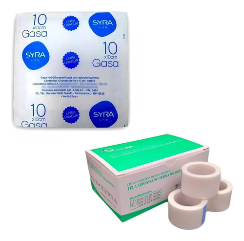 Kit Gasa Estéril X100 Sobres + Cinta Médica 2.5cm X 12 U.