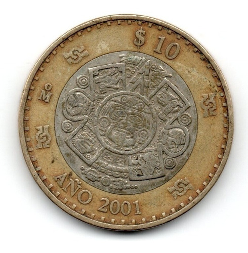 Mexico Moneda 10 Pesos Año 2001 Km#636 Milenio
