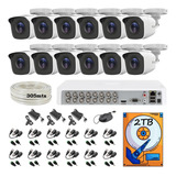 Kit Circuito Cerrado 12 Camaras Hd 1080p Utp 305mt 2tb