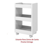 Estante E Mesa Branco Auxiliar P/ Livros De Canto