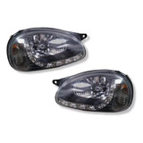 Juego De Faros Para Chevy C1 94-03 C/led Fondo Negro 2pzas 