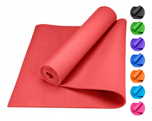 Tapete Yoga Pilates Fitness Ejercicio Portátil 3mm Grosor Color Rojo