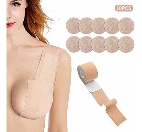 Boob Cinta Y 10 Piezas Sin Respaldo Del Pezón Cover Set, Tra